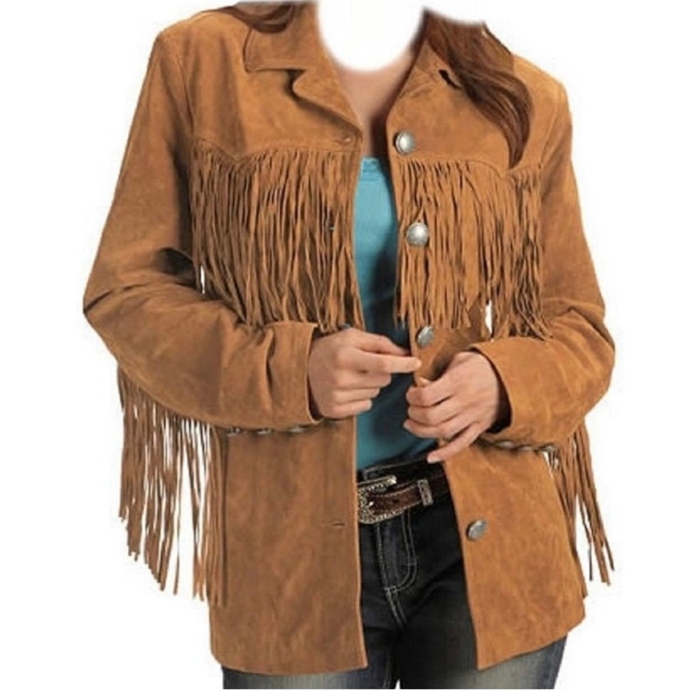 NWOT Western Fringe Suede Leather Jacket M